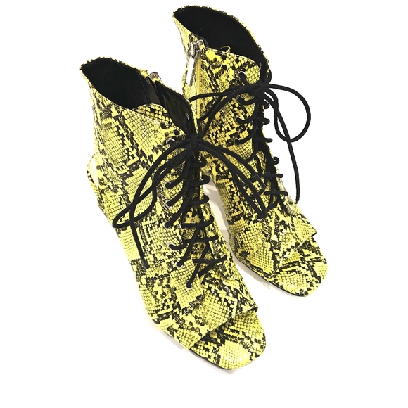 LIME GREEN SNAKESKIN LACE UPS WITH OPEN BACK * SIZE 10 - Picture 6 of 6